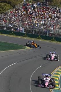 Motorsports: FIA Formula One World Championship WM Weltmeisterschaft 2019, Grand Prix of Australia, 11 Sergio Perez (MEX, Racing Point F1 Team), 18 Lance Stroll (CAN, Racing Point F1 Team), 55 Carlos Sainz jr. (ESP, McLaren F1 Team), Melbourne Australia