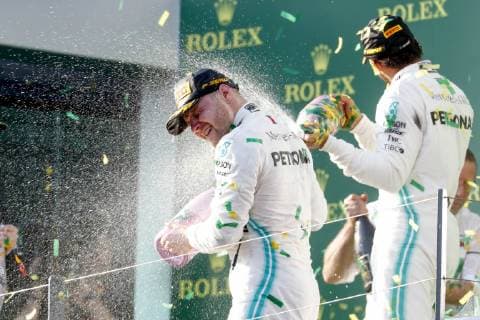 Motorsports: FIA Formula One World Championship WM Weltmeisterschaft 2019, Grand Prix of Australia, 77 Valtteri Bottas (FIN, Mercedes AMG Petronas Motorsport), 44 Lewis Hamilton (GBR, Mercedes AMG Petronas Motorsport), Melbourne Australia