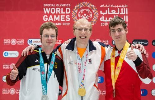 SPECIAL OLYMPICS - World Summer Games 2019 ABU DHABI,UNITED ARAB EMIRATES,17.MAR.19 - SPECIAL OLYMPICS - World Summer Games 2019, judo. Image shows Sebastian Zamecnik (AUT) and athletes. Keyword: medals. GEPAxpictures xHaraldxSteiner