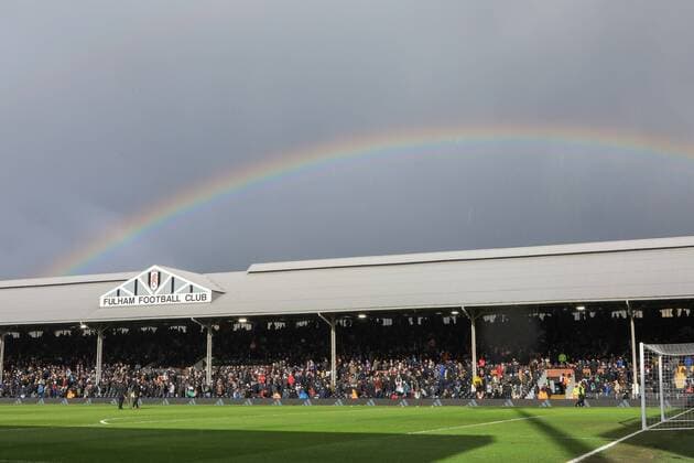 Sport Themen der Woche KW11 Fulham v Liverpool Premier League Rainbow appears during the Premier League match at Craven Cottage, London Content Not Available For UK Newspapers Copyright: xRomenaxFogliatix FIL-13015-0056