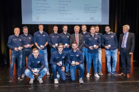 Bietigheim, Deutschland 17. Maerz 2019: Sportlerehrung des Jahres 2018 - SG BBM Bietigheim Mannschaft des Jahres 2018 - Ehrung der Stadt Bietigheim-Bissingen Bietigheim-Bissingen Egetrans Arena Baden-Württemberg Deutschland