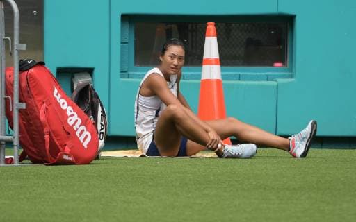 March 17, 2019 - Miami Gardens, Florida, United States Of America - MIAMI GARDENS, FL - MARCH 17: Zhang Shuai on the practice court prior to the start of the Miami Open Tennis Tournament at Hard Rock Stadium on March 17, 2019 in Miami Gardens, Florida...People: Zhang Shuai. Miami Open - Practice Court - ZUMAs214 20190317_zda_s214_058 Copyright: xSMGx