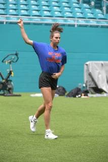 March 17, 2019 - Miami Gardens, Florida, United States Of America - MIAMI GARDENS, FL - MARCH 17: Ajla Tomljanovic on the practice court prior to the start of the Miami Open Tennis Tournament at Hard Rock Stadium on March 17, 2019 in Miami Gardens, Florida...People: Ajla Tomljanovic. Miami Open - Practice Court - ZUMAs214 20190317_zda_s214_060 Copyright: xSMGx