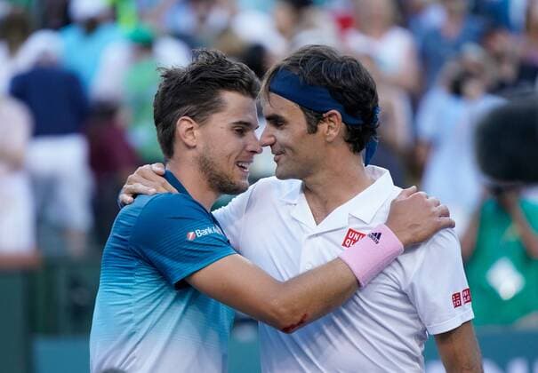 2019 Indian Wells Dominic Thiem , Austria, beats Roger Federer, Switzerland to win the Indian Wells Tournament 2019