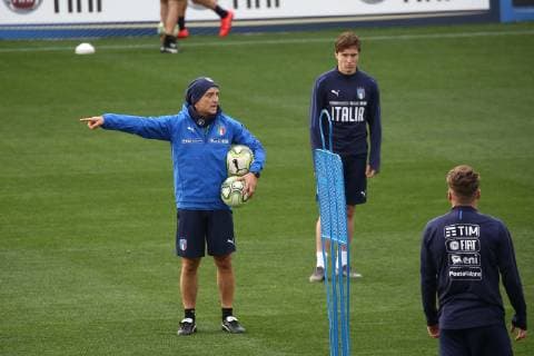 Photo LaPresse - Jennifer Lorenzini 18 March 2019 Firenze (Italy) Soccer Italy Italian Football meeting - "Coverciano" - Training In the pic: Roberto Mancini and players of Italian national team Nationalteam  Copyright: xJenniferxLorenzini LaPressex