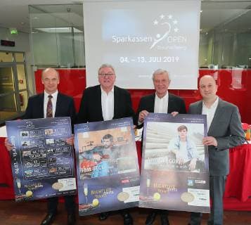 v.l. Christian Geiger, 1.Stadtrat der Stadt Braunschweig, Sportdezernent, Werner Schilli, stellv. Vorstandsvorsitzender der Braunschweigischen Landesssparkasse und Sprecher des Turnierbeirates, Harald Tenzer, Lizenznehmer und Veranstalter der Sparkassen Open-Geschaeftsfuehrer der Brunswiek Marketing GmbH und Volker Jaecke, Turnierdirektor