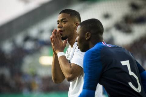 GER, LS DFB U21 U 21 Deutschland vs Frankreich 21.03.2019, Stadion Essen, Essen, GER, LS DFB U21, Deutschland vs Frankreich , DFB REGULATIONS PROHIBIT ANY USE OF PHOTOGRAPHS AS IMAGE SEQUENCES AND OR QUASI-VIDEO im Bild picture shows: Benjamin Henrichs (DFB U21 2) enttäuscht nach vergebener Chance,