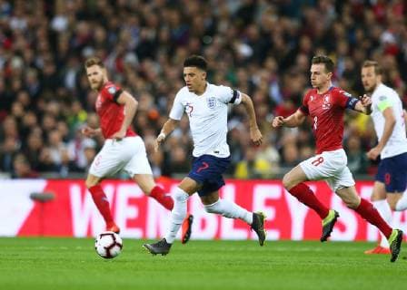 22nd March 2019, Wembley Stadium, London, England; UEFA European Championships Qualification football, Jadon Sancho of England  ActionPlus12116784 JohnxPatrickxFletcher