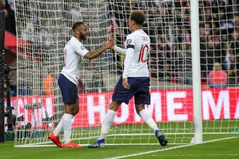 Raheem Sterling of England scores the opening goal to make it 1-0 during the UEFA EURO EM Europameisterschaft Fussball Qualifier EM Europameisterschaft Group A match between England and Czech Republic at Wembley Stadium, London, England on 22 March 2019. Copyright: xKenxSparksx 23420015
