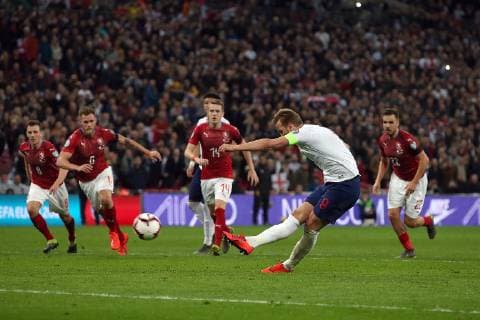 England v Czech Republic UEFA EURO EM Europameisterschaft Fussball 2020 Qualifiers Harry Kane of England scores his sides 2nd goal from the penalty spot during the UEFA Euro 2020 Qualifiers match at Wembley Stadium, London Content Not Available For UK Newspapers Copyright: xPaulxChestertonx FIL-13024-0017