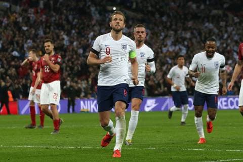 England v Czech Republic UEFA EURO EM Europameisterschaft Fussball 2020 Qualifiers Harry Kane of England celebrates scoring his sides 2nd goal from the penalty spot during the UEFA Euro 2020 Qualifiers match at Wembley Stadium, London Content Not Available For UK Newspapers Copyright: xPaulxChestertonx FIL-13024-0024