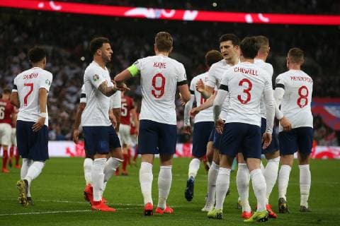 England v Czech Republic UEFA EURO EM Europameisterschaft Fussball 2020 Qualifiers Harry Kane of England celebrates scoring his sides 2nd goal from the penalty spot during the UEFA Euro 2020 Qualifiers match at Wembley Stadium, London Content Not Available For UK Newspapers Copyright: xPaulxChestertonx FIL-13024-0040