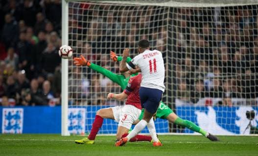 Raheem Sterling of England scores his 2nd goal during the UEFA 2020 EURO Qualifier EM Europameisterschaft match between England and Czech Republic at Wembley Stadium, London, England on 22 March 2019. Copyright: xAndyxRowlandx PMI-2699-0015