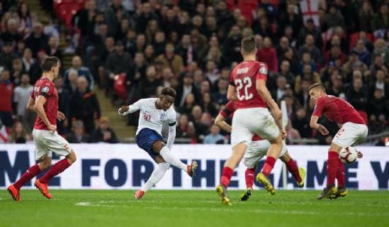 Callum Hudson-Odoi has a shot at goal which leads to England 5th during the UEFA 2020 EURO Qualifier EM Europameisterschaft match between England and Czech Republic at Wembley Stadium, London, England on 22 March 2019. Copyright: xAndyxRowlandx PMI-2699-0017