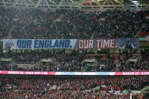 England v Czech Republic UEFA EURO EM Europameisterschaft Fussball 2020 Qualifiers England fans before the UEFA Euro 2020 Qualifiers match at Wembley Stadium, London Content Not Available For UK Newspapers Copyright: xPaulxChestertonx FIL-13024-0104