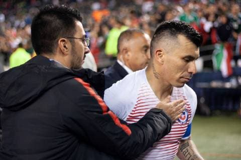 Chilean Gary Medel (R) reacts after an International Friendly Länderspiel match between Mexico and Chile at SDCCU Stadium in San Diego, California, USA, 22 March 2019. EFE Alejandro Gutierrez Mora Mexico vs Chile !ACHTUNG: NUR REDAKTIONELLE NUTZUNG!  Copyright: xAlejandroxGutiérrezxMorax AME428 20190323-636889178219806077