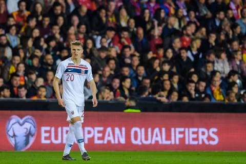 190323 Martin odegaard of Norway looks dejected during the UEFA EURO EM Europameisterschaft Fussball Qualifier EM Europameisterschaft football match between Spain and Norway on March 23, 2019 in Valencia. Photo: Vegard Wivestad Grott BILDBYRAN kod VG 170317 *** 190323 Martin odegaard of Norway looks dejected during the UEFA Euro Qualifier football match between Spain and Norway on March 23 2019 in Valencia Photo Vegard Wivestad Grott BILDBYRAN kod VG 170317,  Copyright: VEGARDxWIVESTADxGRoTT BB190323BB472
