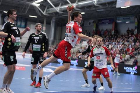 Lars Gudat (ASV Hamm-Westfalen 20) frei vorm Tor, ASV Hamm-Westfalen vs HC Rhein Vikings, Handball, 2. Bundesliga, 23.03.2019, ASV Hamm-Westfalen vs HC Rhein Vikings, Handball, 2. Bundesliga, 23.03.2019 Hamm Copyright: xEibner Jan_Strohdiekx EP_JSK