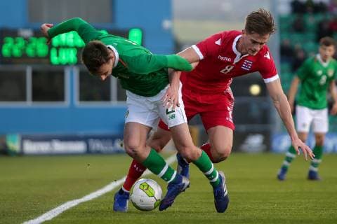 UEFA EURO EM Europameisterschaft Fussball Under 21 Championship Qualifier, Tallaght Stadium, Dublin 24 3 2019 Republic of Ireland vs Luxembourg Ireland s Lee O Connor and Tun Held of Luxembourg Lee O Connor and Tun Held 24 3 2019  Copyright: x©INPHO LaszloxGeczox LG2_0226
