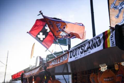 24.03.2019, xkvx, Fussball EM Qualifikation 2020, Niederlande - Nationalmannschaft Deutschland emspor, v.l. Niederlande Deutschland Schal (DFL DFB REGULATIONS PROHIBIT ANY USE OF PHOTOGRAPHS as IMAGE SEQUENCES and or QUASI-VIDEO) Amsterdam