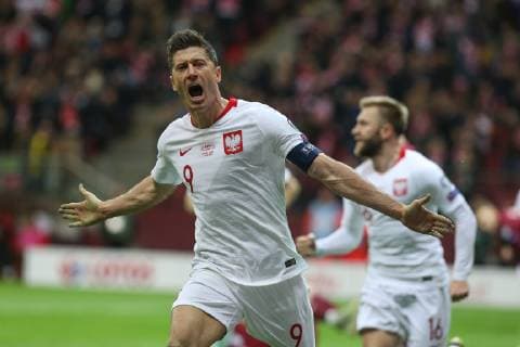 WARSZAWA 24.03.2019 PILKA NOZNA FOOTBALL MECZ ELIMINACJE DO MISTRZOSTW EUROPY 2020 GRUPA G: POLSKA - LOTWA --- QUALIFICATION FOR THE UEFA European Championship EM Europameisterschaft EURO 2020 MATCH GROUP G IN WARSAW: POLAND - LATVIA --- NZ ROBERT LEWANDOWSKI , gol goal bramka , radosc celebration , FOT. GRZEGORZ RADTKE 058sport.pl NEWSPIX.PL --- Newspix.pl  20190324_060_GRZ_3553_RAD