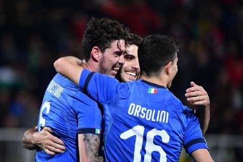 Photo Alfredo Falcone - LaPresse25 03 2019 Frosinone (Italy SoccerItalia - Croazia U21Stadium Benito Stirpe of FrosinoneIn the pic:bastoni celebrates  Copyright: xAlfredoxFalcone LaPresse ALFREDOx