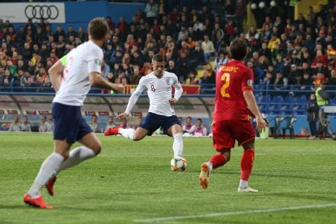 Montenegro v England UEFA EURO EM Europameisterschaft Fussball 2020 Qualifiers Ross Barkley of England scores his sides 3rd goal during the UEFA Euro 2020 Qualifiers match at the Podgorica City Stadium, Podgorica Content Not Available For UK Newspapers Copyright: xPaulxChestertonx FIL-13030-0094
