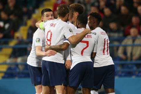 Montenegro v England UEFA EURO EM Europameisterschaft Fussball 2020 Qualifiers Ross Barkley of England celebrates scoring his sides 3rd goal during the UEFA Euro 2020 Qualifiers match at the Podgorica City Stadium, Podgorica Content Not Available For UK Newspapers Copyright: xPaulxChestertonx FIL-13030-0100