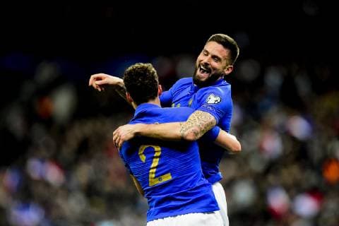 joie des joueurs de l equipe de France apres le but de Olivier Giroud (France) FOOTBALL : France vs Islande - Eliminatoires Euro 2020 - Paris - 25 03 2019 JBAutissier Panoramic 