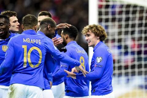 joie des joueurs de l equipe de France apres le but de Antoine Griezmann (France) FOOTBALL : France vs Islande - Eliminatoires Euro 2020 - Paris - 25 03 2019 JBAutissier Panoramic 