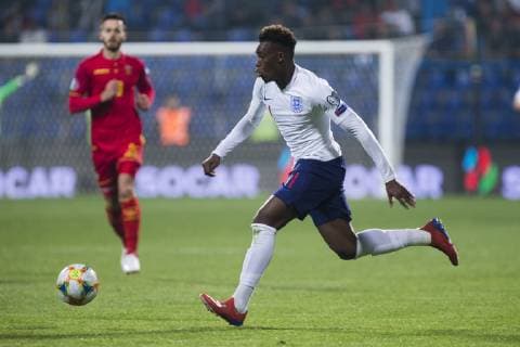 25th March 2019, Podgorica City Stadium, Podgorica, Montenegro; UEFA European Championships Qualification football, Montenegro versus England; Callum Hudson-Odoi of England comes forward on the ball  ActionPlus12117766 NikolaxKrstic