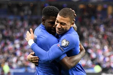 JOIE - 05 SAMUEL UMTITI (FRA) - 10 KYLIAN MBAPPE (FRA) FOOTBALL : France vs Islande - Qualifications Euro 2020 - 25 03 2019 AnthonyBIBARD FEP Panoramic 
