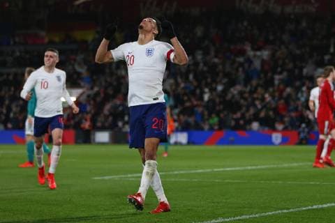 Football - 2018 2019 Under-21 International Friendly Länderspiel - England U21 U 21 vs. Germany U21 Englands Dominic Solanke celebrates his goal at The Vitality Stadium (Dean Court) Bournemouth England COLORSPORT SHAUN BOGGUST 