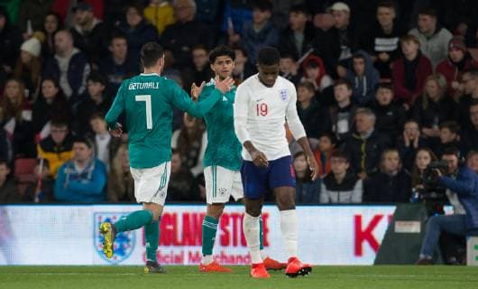 Mahmoud Dahoud (Borussia Dortmund) of Germany U21 U 21 celebrates his goal during the International Friendly L?nderspiel match between England U21 and Germany U21 at the Goldsands Stadium, Bournemouth, England on 26 March 2019. Copyright: xAndyxRowlandx PMI-2706-0001