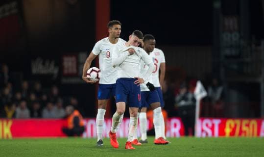 Phil Foden (Manchester City) of England U21 U 21 reaction after his team bonded a goal in the last minute during the International Friendly L?nderspiel match between England U21 and Germany U21 at the Goldsands Stadium, Bournemouth, England on 26 March 2019. Copyright: xAndyxRowlandx PMI-2706-0012
