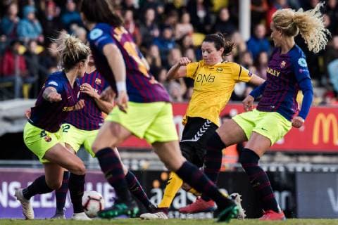 190327 Isabell Bachor of LSK Kvinner during the UEFA Women s Champions League quarterfinal match between LSK Kvinner and Barcelona on March 27, 2019 in Lillestrom. Photo: Jon Olav Nesvold BILDBYRAN kod JE 160436 Copyright: JONxOLAVxNESVOLD BB190327JE005