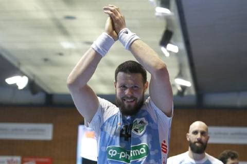 27.03.2019, Swiss Life Hall, Hannover, EHF-Pokal, Gruppenphase, TSV Hannover-Burgdorf vs RK Nexe (HRV), im Bild Ilija Brozovic (44, Han.-Burgdorf) jubelt nach dem Sieg TSV Hannover-Burgdorf vs RK Nexe