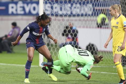 Kadidiatou Diani (PSG) Vs Ann Katrin Berger (Chelsea) FOOTBALL FEMININ : PSG Vs Chelsea - Ligue des Champions - 27 03 2019 MichaelBaucher Panoramic 