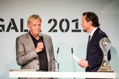 DFB Trainer-Gala 2019, Koeln, Hyatt Regency, 28.03.2019 Volker Finke wird fuer sein Lebenswerk geehrt; DFB Trainer-Gala 2019, Koeln, Hyatt Regency