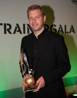 28.03.2019, xfux, Fussball DFB Trainer, DFB Festakt anlässlich der Beendigung des 65. Fußball-Lehrer-Lehrgangs, emspor, v.l. Trainer Florian Kohfeldt (SV Werder Bremen) wird mit dem Trainerpreis des DFB ausgezichnet Koeln