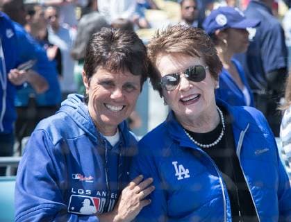 March 28, 2019 - Los Angeles, California, United States of America - (L) Ilana Kloss and Billy Jean King of the Los Angeles Dodgers during their MLB Baseball Herren USA season opening game with the Arizona Diamondbacks on Thursday March 28, 2019 at Dodger Stadium in Los Angeles, California. Dodgers defeat Diamondbacks, 12-5. JAVIER ROJAS PI Dodgers defeat Diamondbacks, 12-5 - ZUMAp124 20190328_zaa_p124_004 Copyright: xJavierxRojas Pix