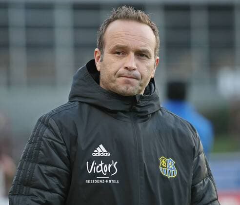 26.03.2019, xmohx, Fussball Saarlandpokal, SV Roechling Voelklingen - 1.FC Saarbruecken emspor, v.l. Trainer Dirk Lottner (1.FC Saarbrücken) (DFL DFB REGULATIONS PROHIBIT ANY USE OF PHOTOGRAPHS as IMAGE SEQUENCES and or QUASI-VIDEO) Voelklingen