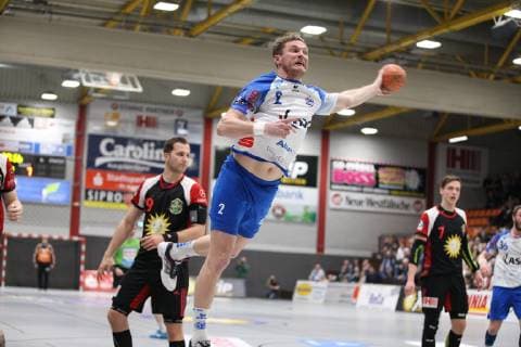Michael Spatz (TV Grosswallstadt 2) frei vorm Tor, TuS N-Luebbecke vs TV Grosswallstadt, Handball, 2. Bundesliga, 29.03.2019, TuS N-Luebbecke vs TV Grosswallstadt, Handball, 2. Bundesliga, 29.03.2019 Luebbecke