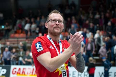 Lübbecke, Deutschland 29.03.2019: 2. Handball Bundesliga - 2018 2019 - TuS-N-Lübbecke vs. TV Großwallstadt Heidmar Felixson (Trainer Lübbecke) Lübbecke Nordrhein-Westfalen Deutschland Merkur Arena