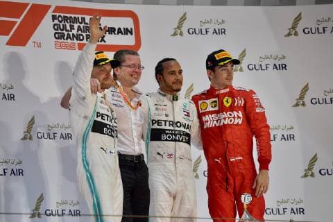 Podium, Valtteri Bottas; Lewis Hamilton; Charles Leclerc, formula 1 GP, Bahrain in Manama Shakir 31.03.2019 Photo:mspb Jerry Andre Podium, Valtteri Bottas; Lewis Hamilton; Charles Leclerc, formula 1 GP, Bahrain