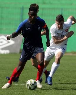01.04.2019 Belgrade(Serbia) France-Slovakia Uefa U17 U 17 Under-17 European qualifiers men s football Adam Matos(R) Slovakia, Lucien Agoume(L)France : 