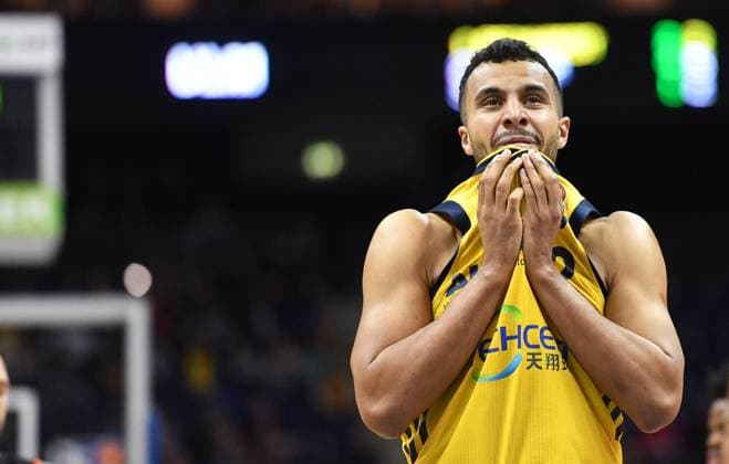 Johannes Thiemann (ALBA), beim Freiwurf ALBA Berlin - ratiopharm Ulm Basketball, easy Credit BBL , Herren, Maenner, Männer, men, Saison 2018 2019 Berlin, 2.4.2019, Mercedes-Benz Arena