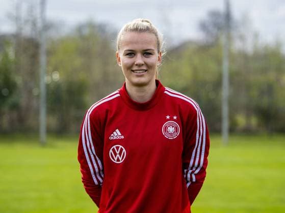 Fußball: DFB, Frauenfußball-Nationalmannschaft, Mannschafts- und Porträtfotos am 03.04.2019 in Marienfeld (Nordrhein-Westfalen). Torhüterin Merle Frohms Copyright: xKirchner DavidxInderliedx