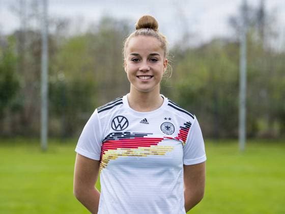 Fußball: DFB, Frauenfußball-Nationalmannschaft, Mannschafts- und Porträtfotos am 03.04.2019 in Marienfeld (Nordrhein-Westfalen). Giulia Gwinn Copyright: xKirchner DavidxInderliedx