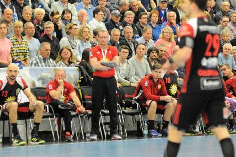Heidmar Felixson (TuS N-Luebbecke Trainer) Handball, Maenner, DKB , 2.Bundesliga, 05.04.2019, Foto:TBaur Eibner HBW Balingen-Weilstetten vs. TuS N-Luebbecke Balingen Copyright: xEIBNER TobiasxBaurx EP_TBR